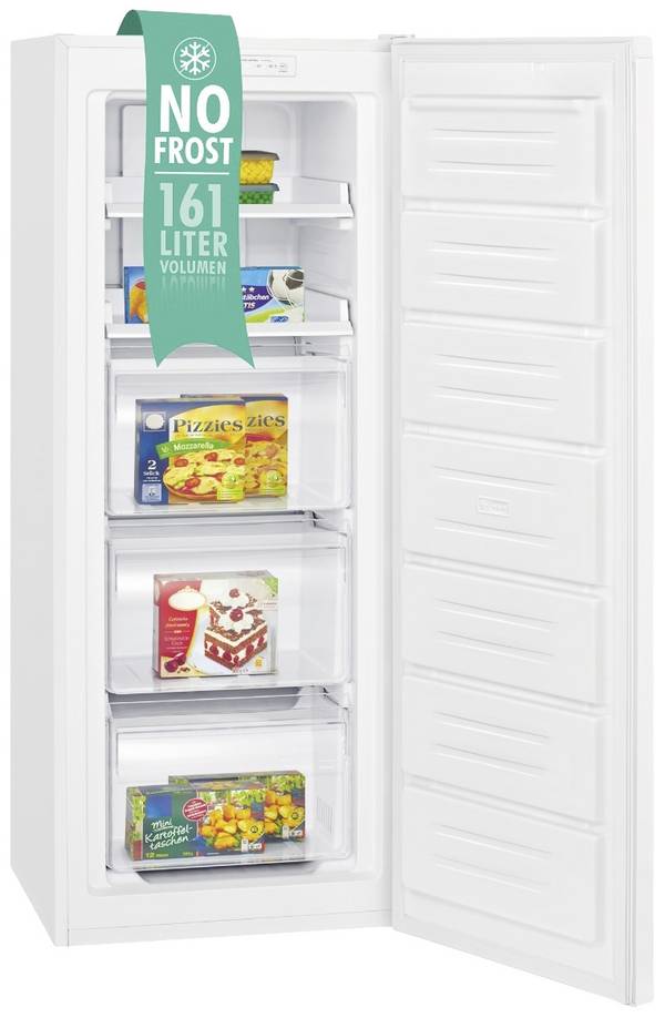 Bomann Gefrierschrank GS 7343 | NoFrost | 161 L | Schnellgefrierfunktion | 143x54x60 cm | Energieklasse D | weiß