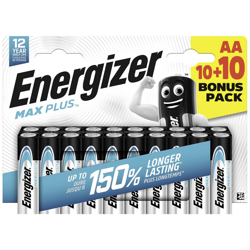 Energizer Max Plus AA batterij (penlite) Alkaline 1.5 V 20 stuk(s)