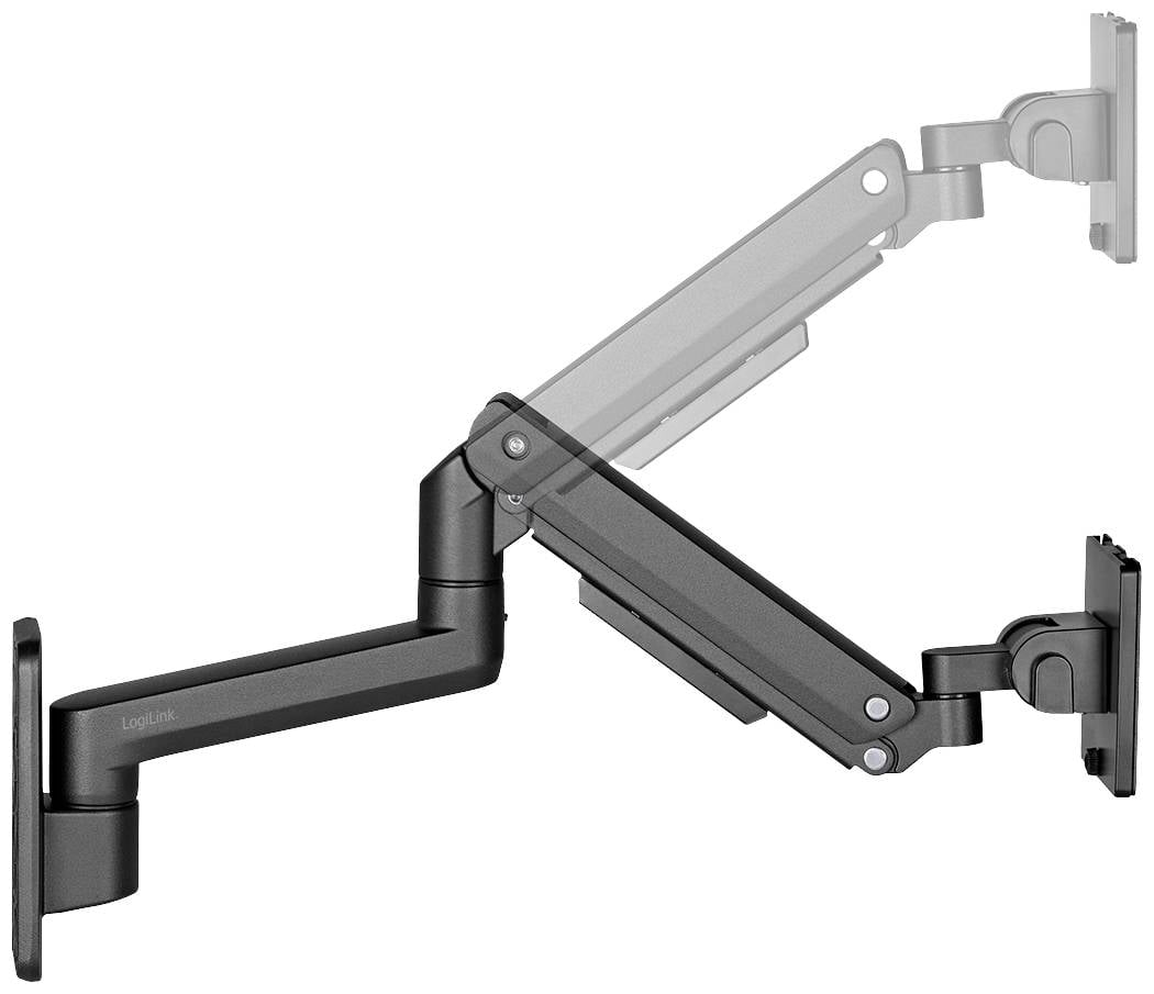 Ein verstellbarer Monitorarm mit mehreren Gelenken, ermöglicht flexible Positionierung eines Bildschirms für ergonomisches Arbeiten.