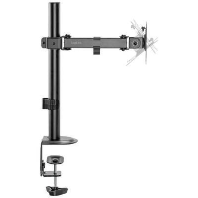 Monitorhalterung aus Metall, schwarz, verstellbar, für Schreibtischmontage. Eignet sich zur ergonomischen Positionierung eines Bildschirms.