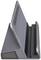 Ein grauer Tablet-Ständer in Dreiecksform mit einem Schlitz zum Halten eines Geräts, vermutlich für sicheren Stand und einfache Bedienung.