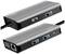 USB-C-Adapter mit Anschlüssen: HDMI, zwei USB-A, VGA, Ethernet. Geeignet für den Anschluss mehrerer Geräte an einen Laptop.