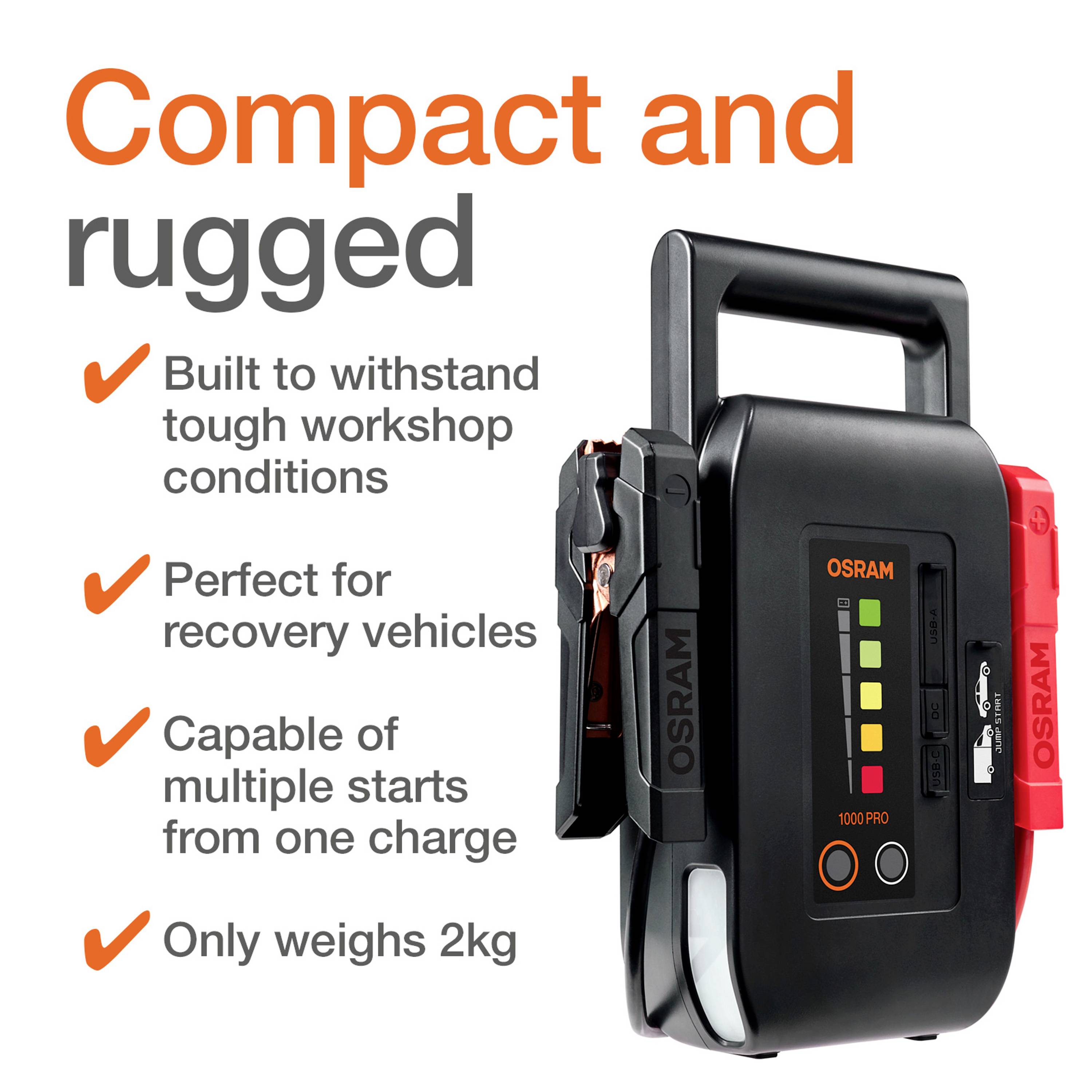 Osram Automotive Schnellstartsystem BATTERYstart PRO 1000 OEBSPL1000 Starthilfestrom (12 V)=1000 A USB-Steckdose 2x-31