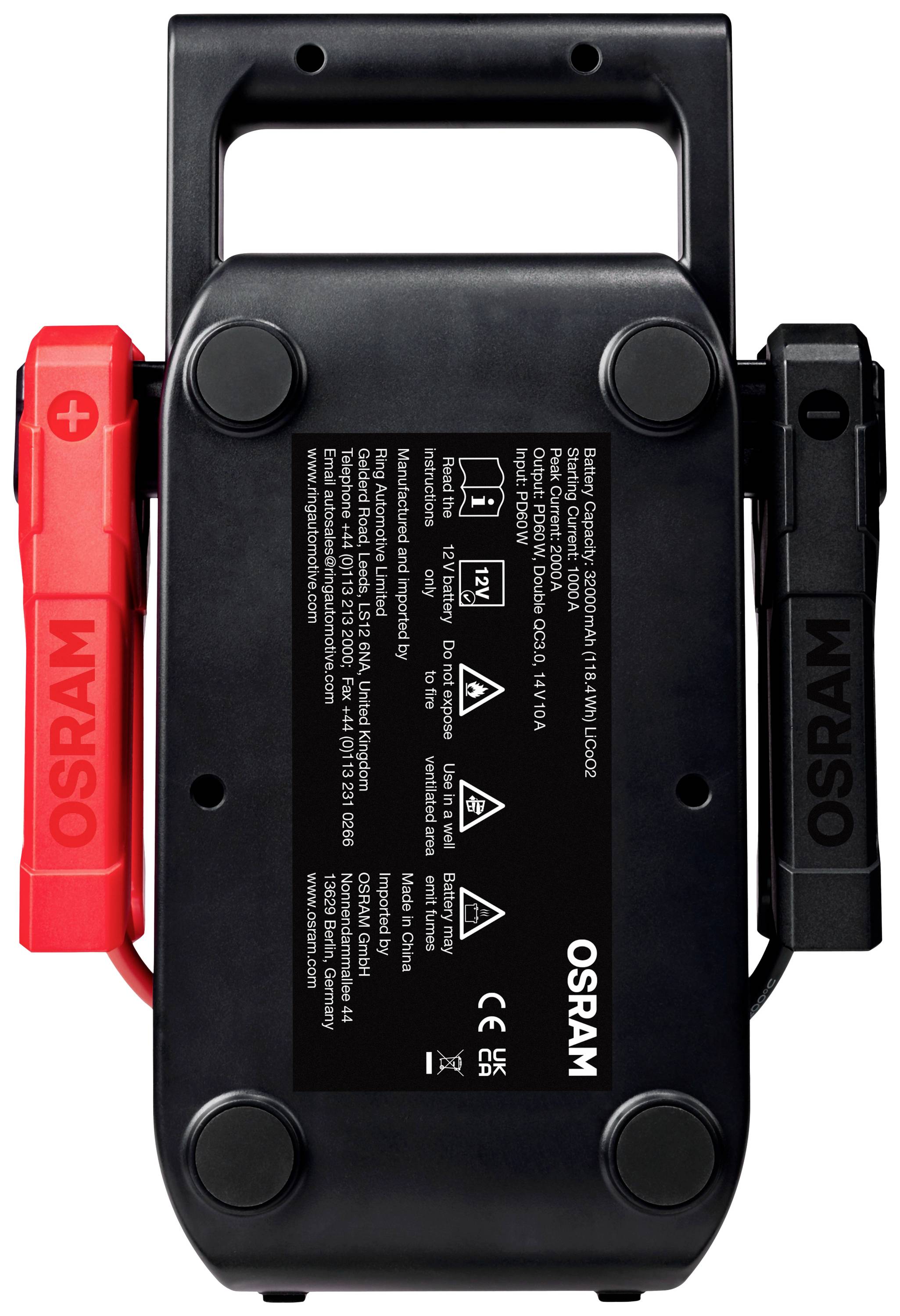 Osram Automotive Schnellstartsystem BATTERYstart PRO 1000 OEBSPL1000 Starthilfestrom (12 V)=1000 A USB-Steckdose 2x-2