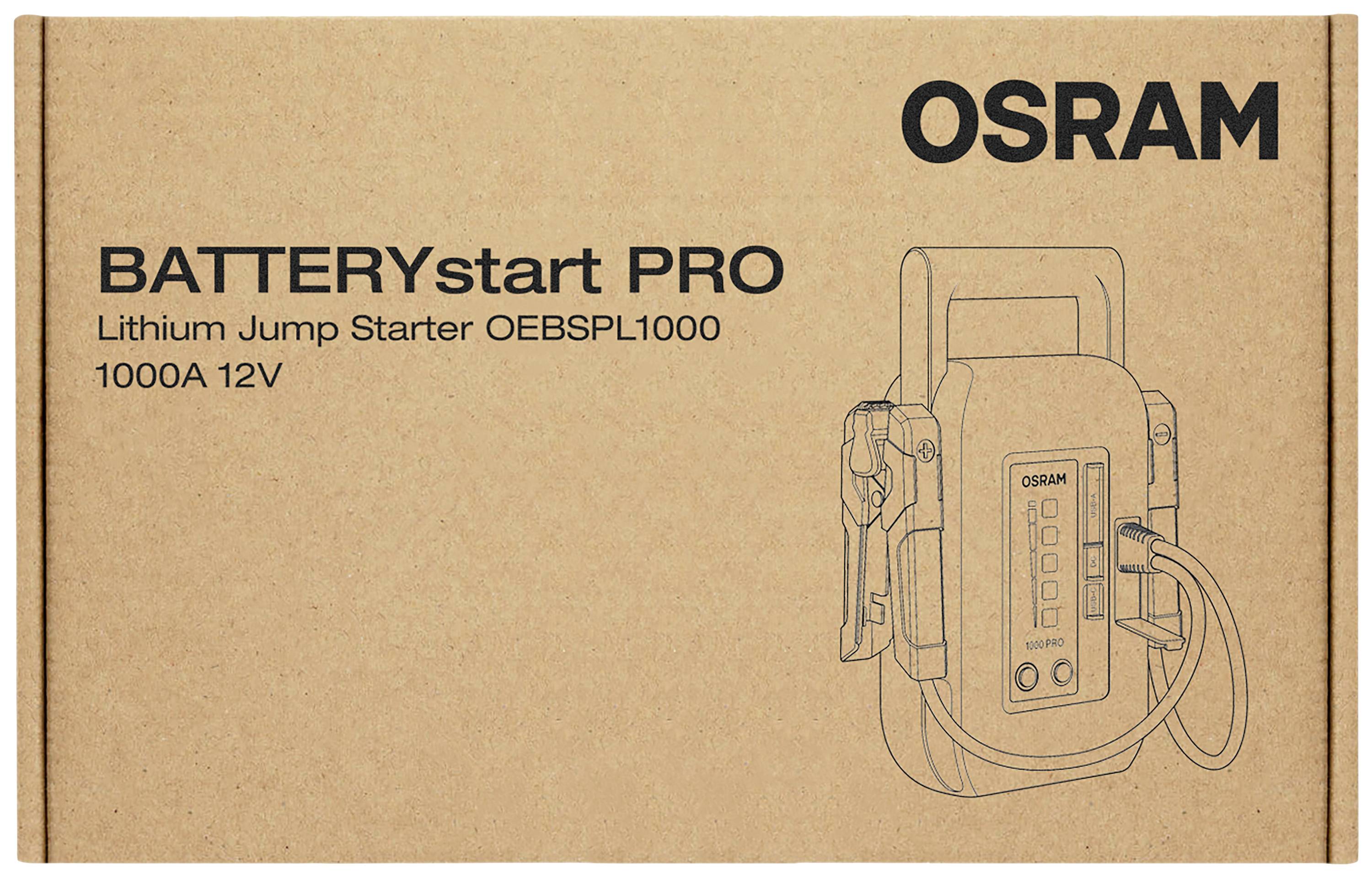 Osram Automotive Schnellstartsystem BATTERYstart PRO 1000 OEBSPL1000 Starthilfestrom (12 V)=1000 A USB-Steckdose 2x-12
