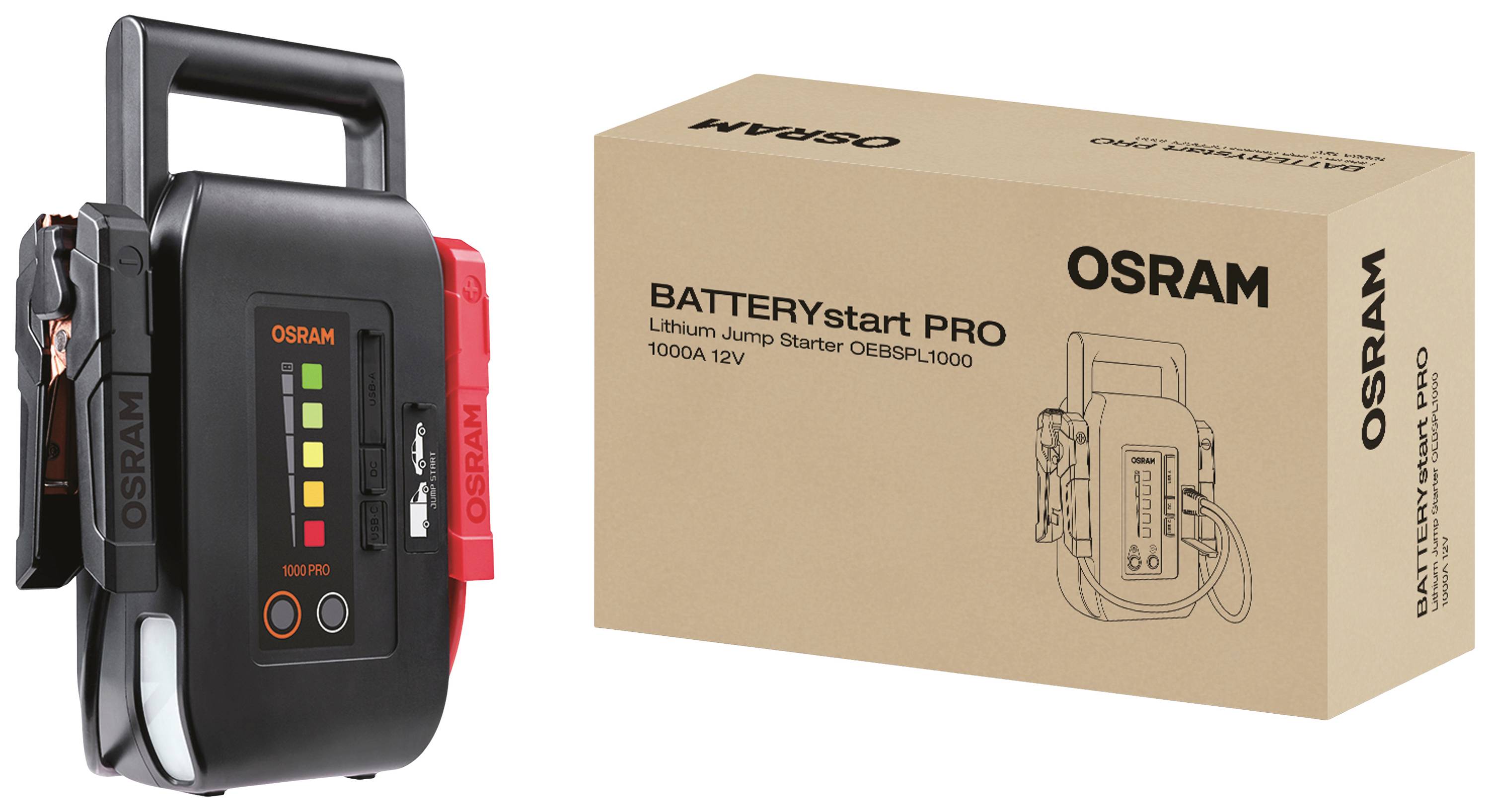 Osram Automotive Schnellstartsystem BATTERYstart PRO 1000 OEBSPL1000 Starthilfestrom (12 V)=1000 A USB-Steckdose 2x-14
