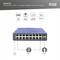 Industrieller Switch mit 16+2 Ports und Gigabit Ethernet PoE unterstützt PoE, Layer 2 Management, Blitzschutz, 56 Gbps Bandbreite.