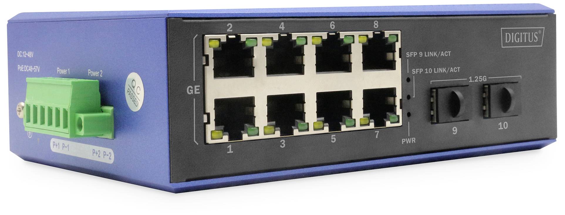 Digitus DN-651151 Industrial Ethernet Switch 8 + 2 Port 1 GBit/s
