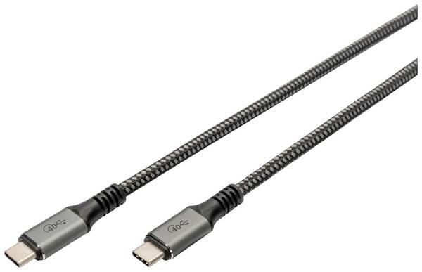 Digitus USB-C® Kabel USB4® USB-C® Stecker 3.00 m Schwarz Geflechtschirm, Geschirmt, reißfest, Rund, 8K UHD DB-300443-030-S