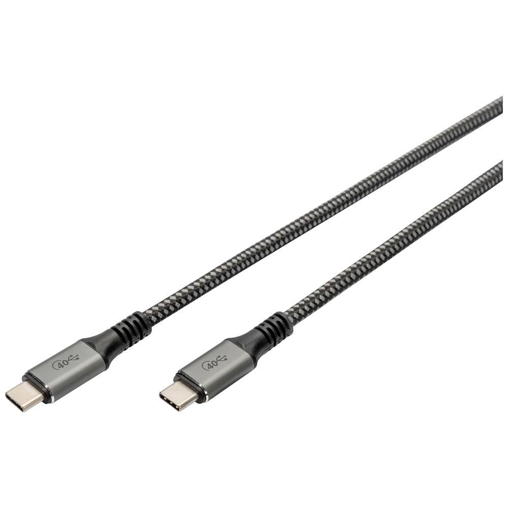 Digitus USB-C-kabel USB 4.0 USB-C stekker 3.00 m Zwart Afscherming gevlochten, Afgeschermd, Scheurbestendig, Rond, Ultra HD (8K) DB-300443-030-S