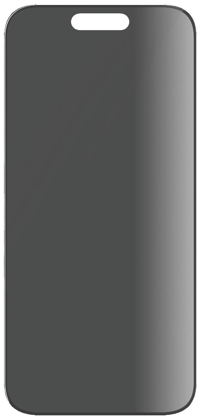 Ein rechteckiger Bildschirm ohne sichtbare Tasten, in dunkler Farbe. Idealisiert Darstellung eines Smartphones.