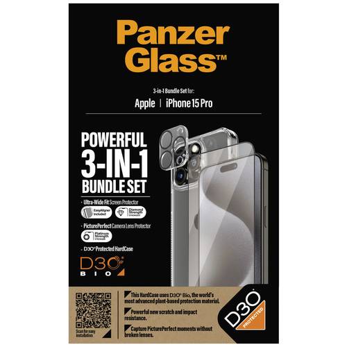 Thumbnail - PanzerGlass 3-in-1-Pack Displayschutzglas Apple iPhone 15 Pro 1 St. B1173+2810