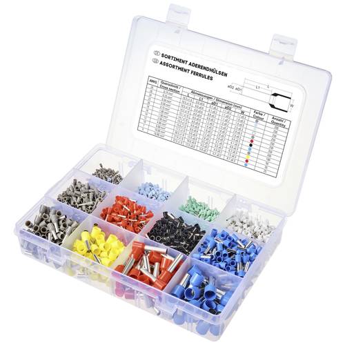 TRU COMPONENTS TC-11991828 Aderendhülsen-Sortiment 0.14 mm², 0.25 mm², 0.34 mm², 0.5 mm², 0.75 mm², 1 mm², 1.5 mm², 2.5 ...