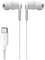 Weiße In-Ear-Kopfhörer mit USB-C-Anschluss, frontal abgebildet.