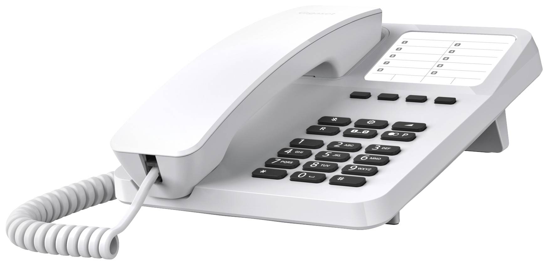 GIGASET Desk 400 weiß Das schnurgebundene Tisch- und Wandtelefon mit vier Direktwahltasten und Strom