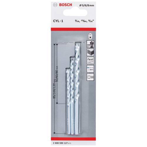 Bosch Accessories CYL-1 2608590127 Stein-Spiralbohrer-Set 3teilig 5 mm, 6 mm, 8 mm 1 Set