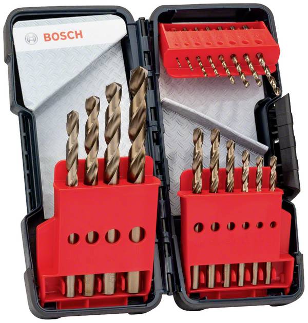 Bosch Accessories 2607017047  HSS-Co Metall-Spiralbohrer-Set 18teilig 1 mm, 1.5 mm, 2 mm, 2.5 mm, 3 mm, 3.5 mm, 4 mm, 4.5 mm, 5 mm, 5.5 mm, 6 mm, 7 mm, 8 mm, 9 mm, 10 mm   DIN 338  1 Set