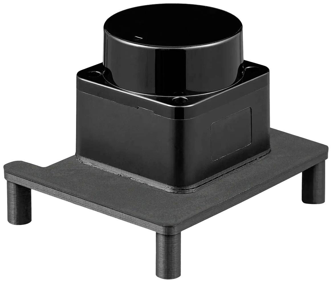 Kompakte, schwarze Plastikabdeckung auf rechteckiger Basis mit vier Standfüßen.