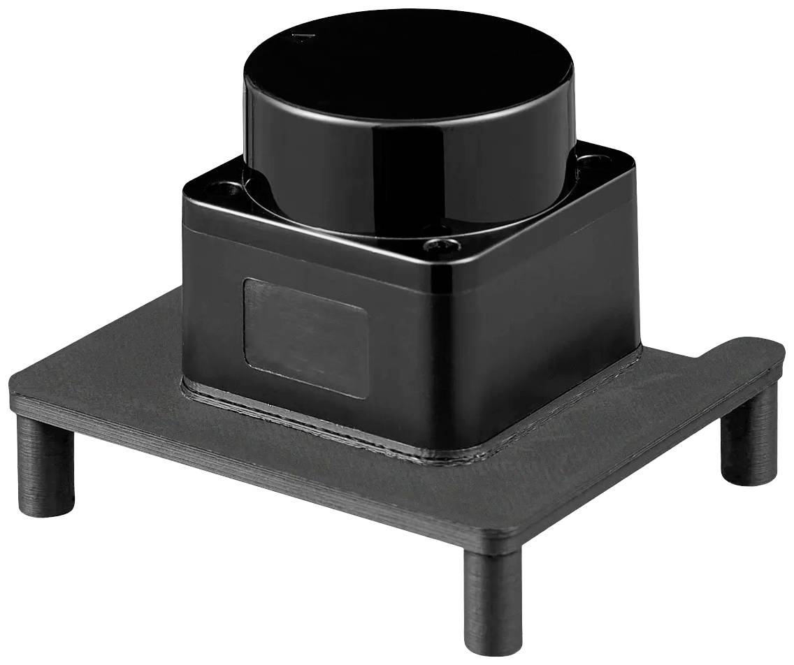 'Schwarzer Druckschalter auf rechteckiger Basis mit vier kurzen Beinen, geeignet zur Steuerung elektronischer Geräte.'