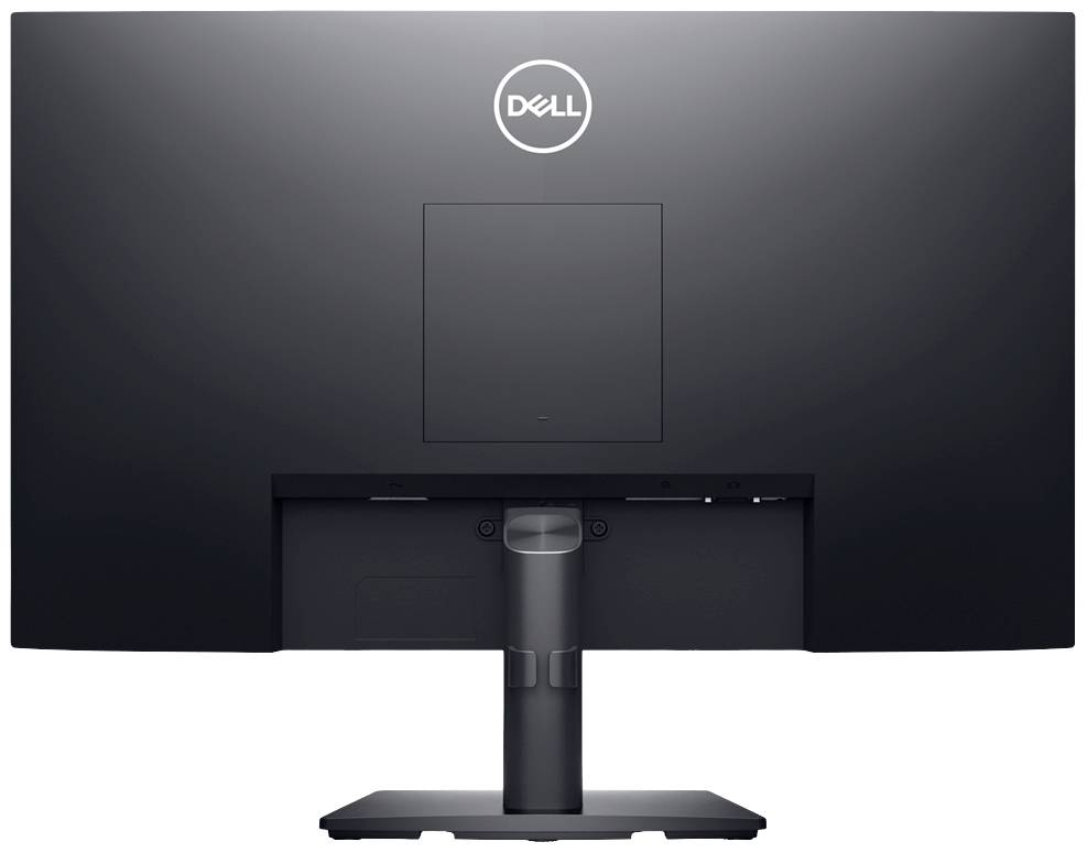 Rückansicht eines Dell-Monitors mit einem stabilen Standfuß, geeignet für Büro- oder Heimarbeitsplatz.