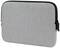 Graue Laptophülle mit schwarzem Reißverschluss, schlichtes Design.
