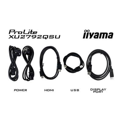 'ProLite XU2792QSU' Monitor-Zubehör: Power-Kabel, HDMI-Kabel, USB-Kabel, DisplayPort-Kabel. Marke: iiyama.