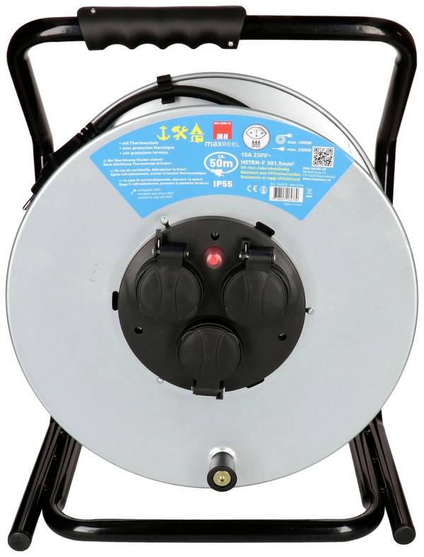 Max Hauri 166310 Kabeltrommel 50 m Schwarz T13 Stecker