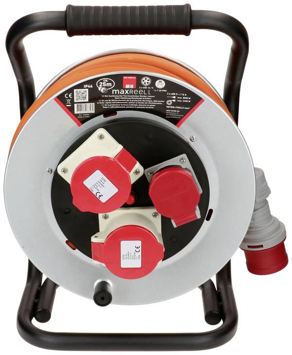 Max Hauri 166960 Kabeltrommel 25 m Orange CEE-Steckdose 16 A 5polig, T25 Steckdose