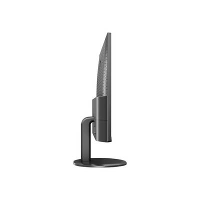 Ein Monitor von der Seite zeigt das schlanke Profil und den verstellbaren Standfuß, ideal zur Darstellung der Platzersparnis.