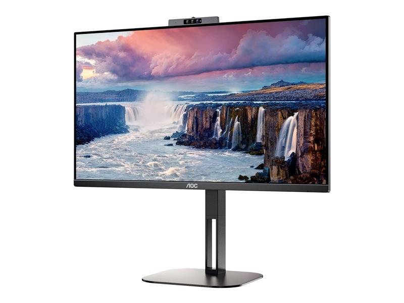Ein Flachbildschirm-Monitor mit einem Wasserfallmotiv auf dem Display. Der Monitor hat einen schwarzen Rahmen und einen stabilen Standfuß.