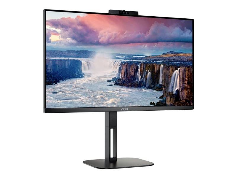 Ein Monitor mit einem Landschaftsbild, das einen Wasserfall in einer dramatischen Himmelsszene zeigt.