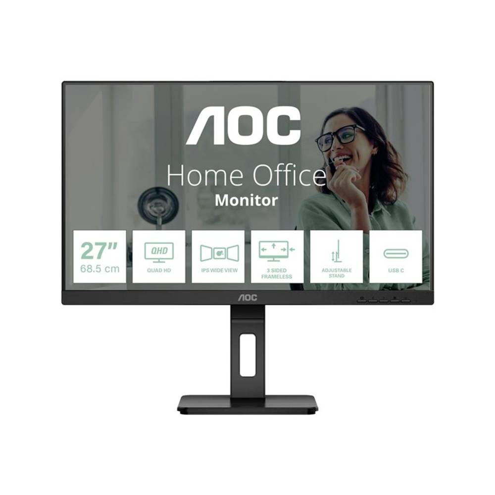 AOC Pro-Line Q27P3CV LED-monitor Energielabel F (A - G) 68.6 cm (27 inch) 2560 x 1440 Pixel 16:9 4 ms HDMI, DisplayPort, Hoofdtelefoonaansluiting, USB, USB-C