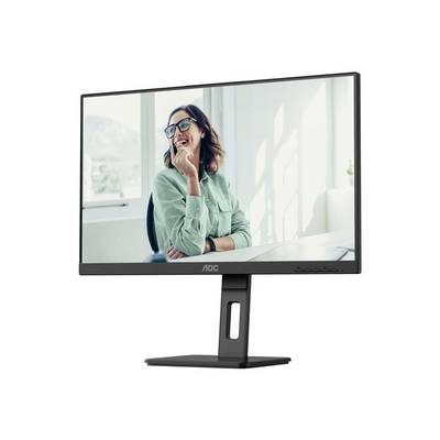 Monitor mit einem Bild einer Frau in einem Büro. Sie trägt eine Brille und lächelt. Fenster im Hintergrund zeigen Sonnenlicht.