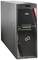 Ein schwarzer Turm-Server mit perforierter Front, grüner LED-Anzeige und Fujitsu-Logo. Entworfen für IT-Anwendungen und Datenspeicherung.