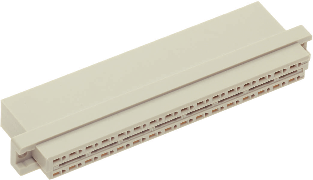Beige Kunststoffadapter, rechteckige Form, mit mehreren parallelen Steckplätzen.