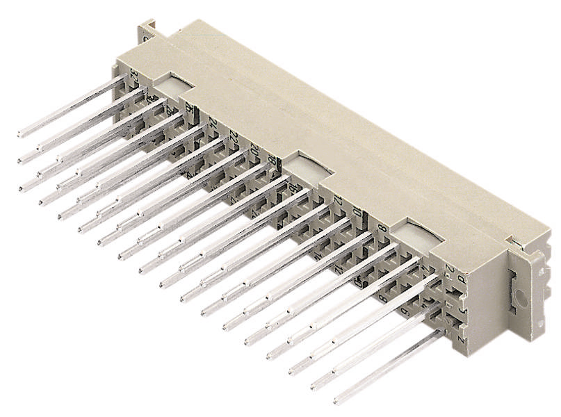 Ein 24-poliger elektrischer Steckverbinder mit metallischen Pins, geeignet für industrielle Anwendungen zur Verbindung von Stromkreisen.