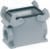 Ein graues rechteckiges Gehäuse aus Metall mit Klappdeckeln und seitlicher Gewindeöffnung. Hauptsächlich verwendet für elektrische Verbindungen.