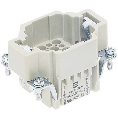 Steckverbindergehäuse aus Kunststoff, beige, mit Schraubbefestigung an den Seiten. Hergestellt in Deutschland, geeignet für 600V, 10A.