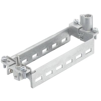 Metallischer Halterahmen für mechanische Befestigung, mit Schrauben und Schlitzen zur flexiblen Anpassung.