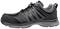 Schwarzer, sportlicher Arbeitsschuh mit Schnürsenkeln und verstärkter Sohle, geeignet für den Einsatz in industriellen Umgebungen.