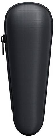 Schwarzes, hartes Etui in länglicher Form mit Reißverschluss an der linken Seite, möglicherweise für ein Musikinstrument oder Zubehör.