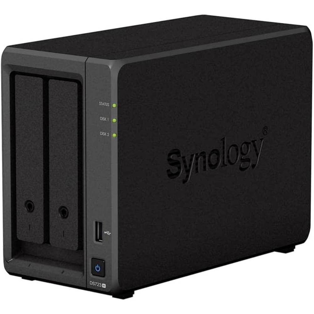 Synology DS723+-12TB-BC DS723+-12TB-BC NAS-server 12 TB Refurbished (zeer goede staat) Ontwaken bij LAN-/WAN-verbinding, Aan/uit-schakelaar, 256-Bit AES