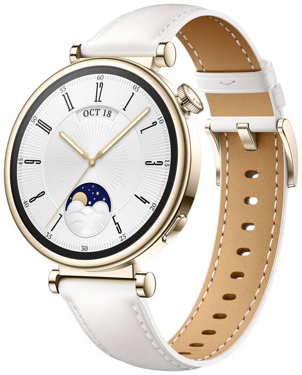 Watch GT 4 - 41 mm - Edelstahl - intelligente Uhr mit Riemen - Leder - Handgelen