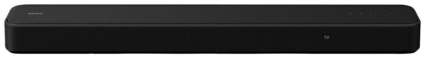 Eine schwarze Soundbar mit dezentem Design und glatter Oberfläche, geeignet zur Verbesserung der Klangqualität bei Fernsehern.