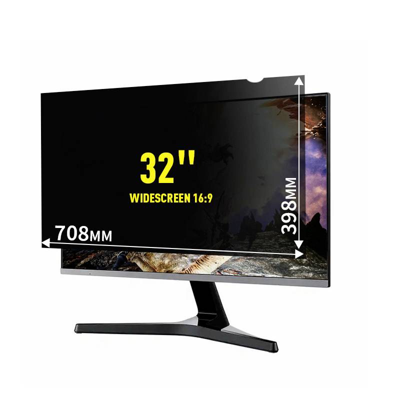 Ein 32-Zoll-Breitbildmonitor im Seitenverhältnis 16:9. Die Abmessungen sind 708 mm Breite und 398 mm Höhe.