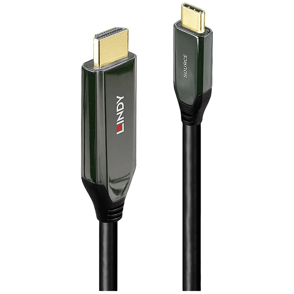 LINDY USB-C Adapterkabel USB-C stekker, HDMI-A stekker 1.00 m Zwart 43367 HDMI-kabel