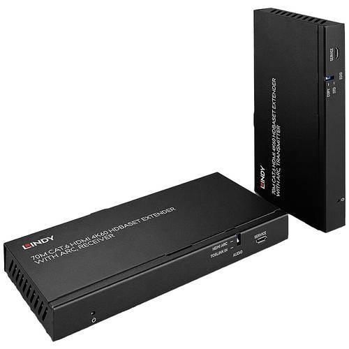 LINDY 70m Cat.6 HDMI 4K60, Audio, IR & RS-232 HDBaseT Extender mit ARC HDMI®, Infrarot, RJ45, Toslink Extender (Verlänge...