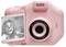 Kinderkamera in Rosa mit gedrucktem Schwarzweißfoto eines lachenden Kindes. Die Kamera besitzt einen 10-fachen Zoom.