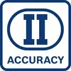 Symbol mit zwei übereinanderstehenden römischen Ziffern II in einem ovalen Rahmen und dem Wort 'ACCURACY' darunter.