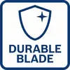 'Durable Blade' Logo: Ein Schild mit einem Stern symbolisiert Langlebigkeit des Produkts.